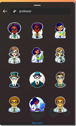 Instagram Generative AI Sticker, Query "professsor"