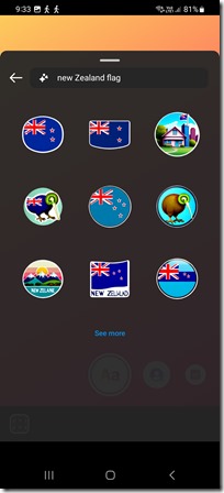 Instagram Generative AI Sticker, Query "new zealand flag"