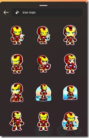 Instagram Generative AI Sticker, Query "iron man"