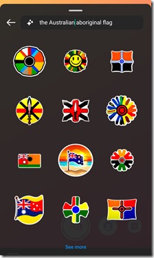 Instagram Generative AI Sticker, Query "australian aboriginal flag"